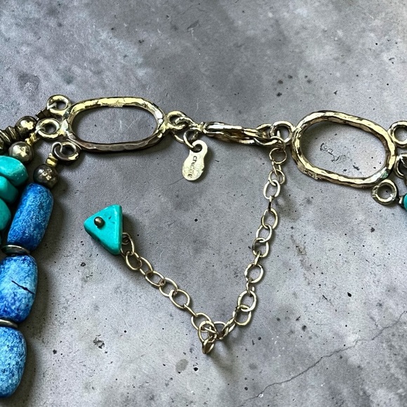 Chico's Layered Turquoise & Teal Beaded Necklace with Gold Accents - Picture 4 of 6